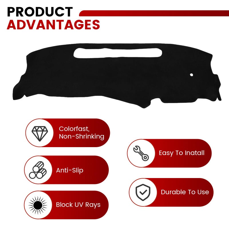 Hex Autoparts غطاء لوحة القيادة من هيكس أوتوبارتس بديل لسيارة شيفروليه S10 بيك أب 1998-2004 (أسود) - Image 3